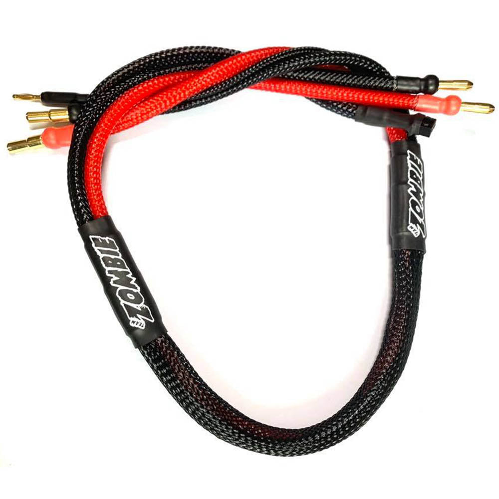 Team Zombie 4mm, 4/5mm tube plug 2s-balance 600mm 12awg charging cable (RED BLACK)
