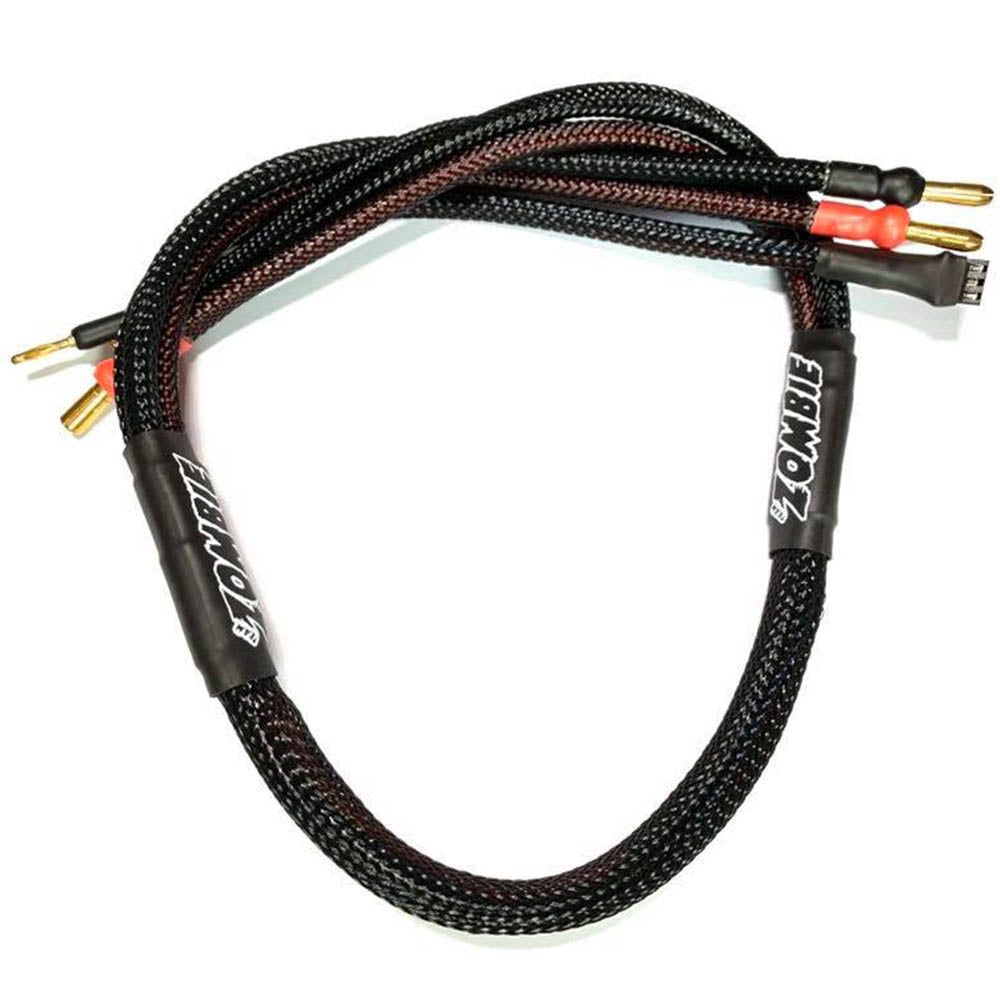 Team Zombie 4mm, 5mm tube plug 2s-balance 600mm 12awg charging cable (FULL BLACK)