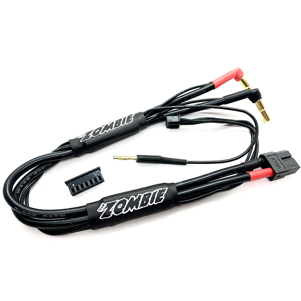Team Zombie XT60, 4/5mm plug 2s-balance 300mm 12awg charging cable (FULL BLACK)