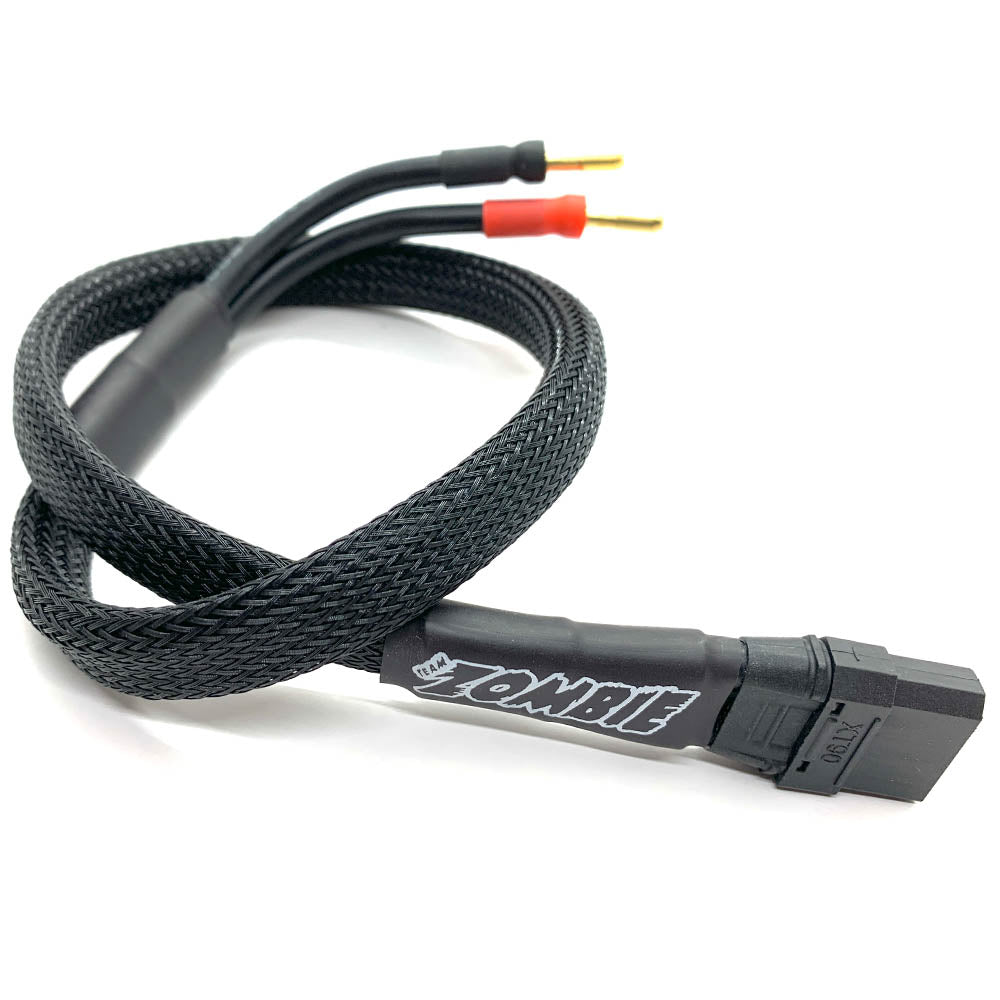 Team Zombie XT90, 4mm tube plug 500mm 10awg power supply cable half wrap (FULL BLACK)