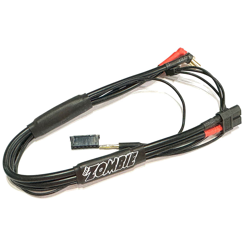 Team Zombie XT60, 5mm short plug 2s-balance 300mm 12awg charging cable (FULL BLACK)