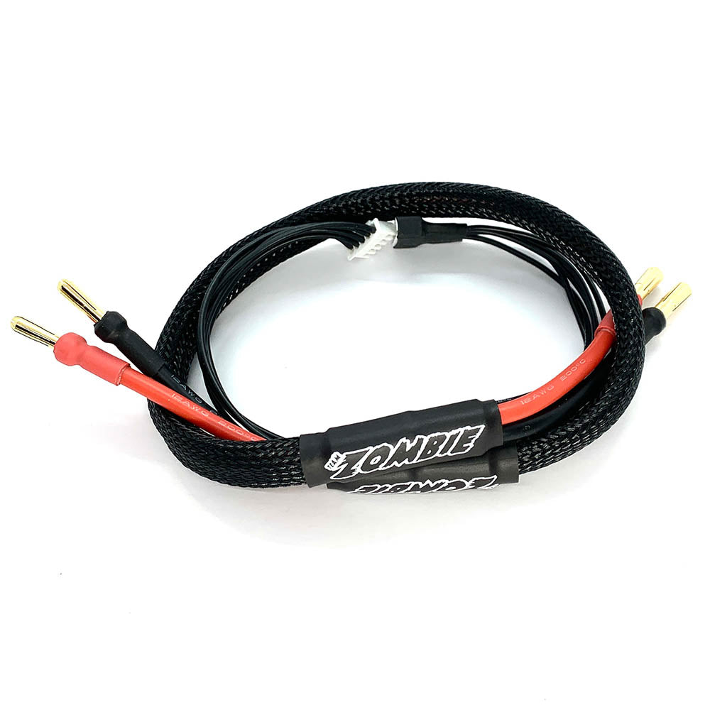 Team Zombie 4mm, 5mm  tube plug 4s-balance 600mm 12awg charging cable (FULL BLACK)