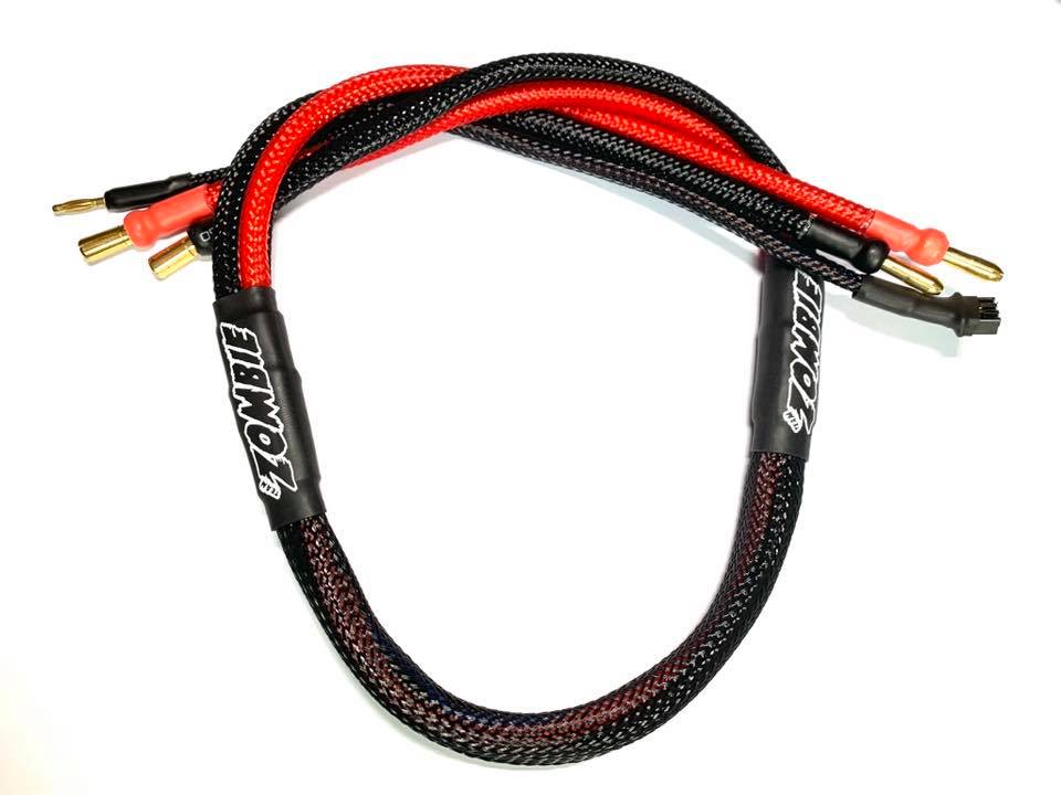Team Zombie 4mm, 5mm plated male tube plug 600mm charging wire (RED BLACK)