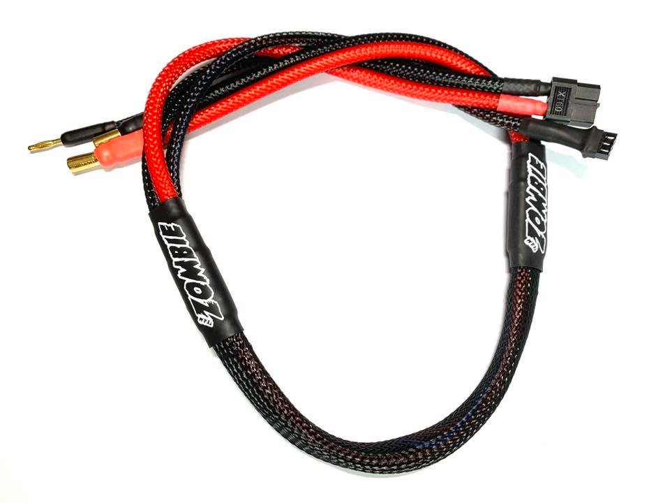 Team Zombie XT60, 5mm plated male tube plug 600mm charging wire (RED BLACK)