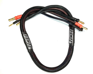 Team Zombie 4mm, 4/5mm plated male tube plug 600mm charging wire (FULL BLACK)