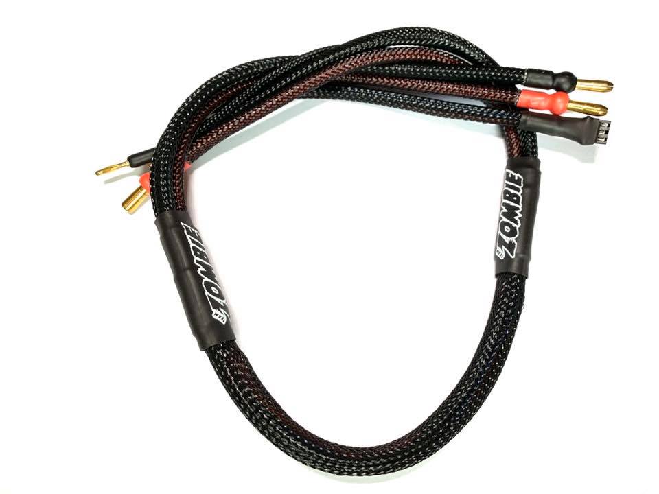Team Zombie 4mm, 5mm plated male tube plug 600mm charging wire (FULL BLACK)