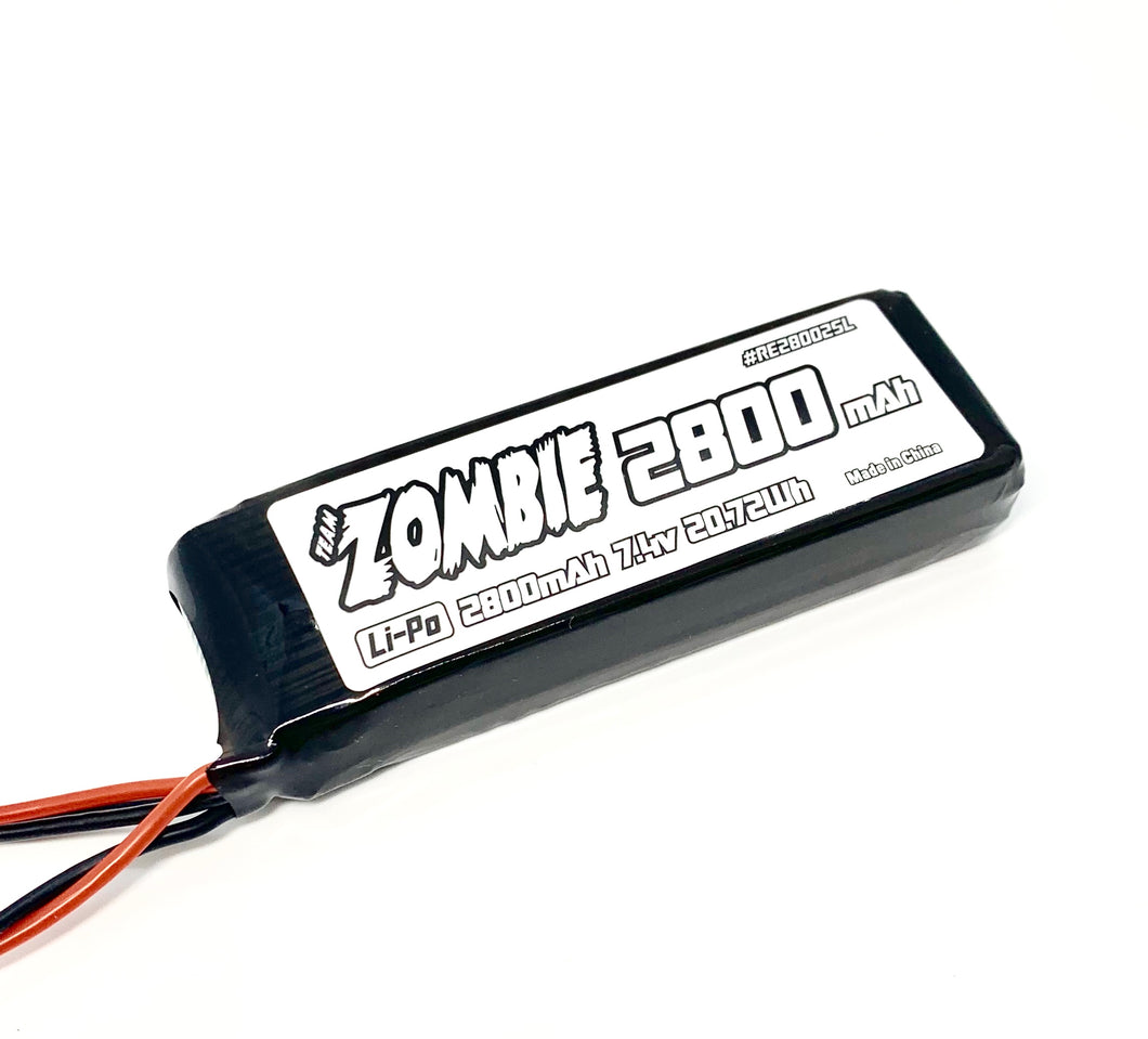 Team Zombie 2800mah 7.4v 20.72wh receiver pack Li-Po battery w 200mm wire for 1/10 1/8 nitro ON-ROAD